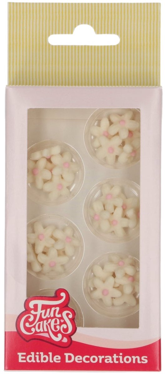 FunCakes Fondant Decoraties Chrysant Wit Lichtroze set/30