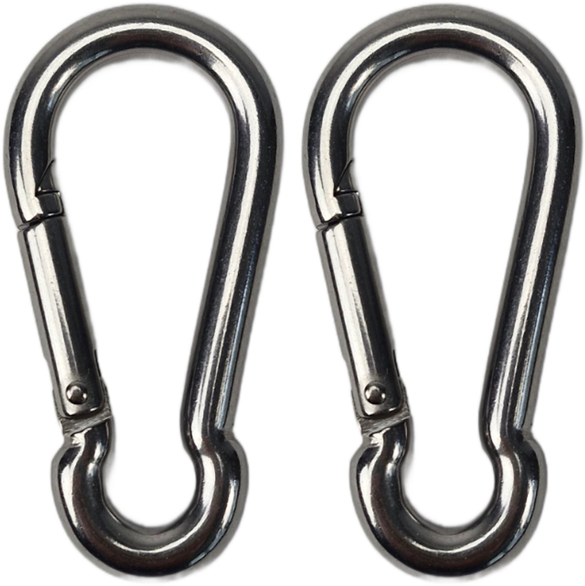 BCF-Products - Karabijnhaak - 10x100mm - 2 stuks - RVS 316 - Musketonhaak - Carabiner - Groot