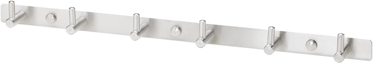 Wandkapstok 6 Haken - Muurhaken Jassen - Opbergen Thuis - Roestvrij Staal - 460 mm Lengte