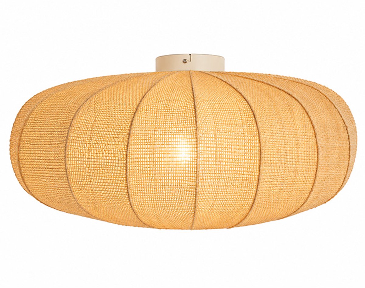 Light & Living Landelijke Plafonnieres E27 Rafika 1 Lichtpunt Rond Naturel Bamboe Slaapkamer Gang/Hal Dimbaar