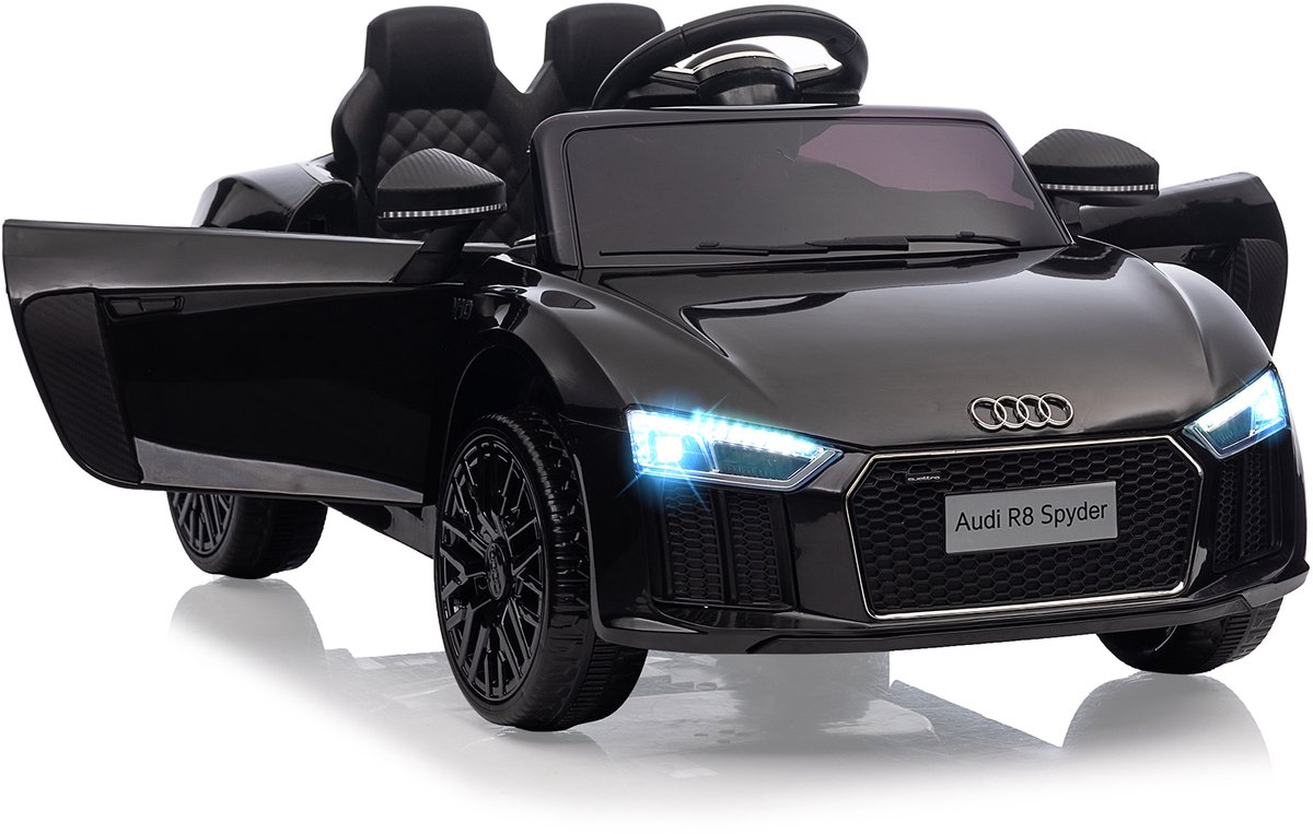 Elektrische Kinderauto Audi R8 - 6V Ride-On Auto met 2 Motoren - Elektrisch Auto voor Kinderen met Muziek & LED Verlichting - Afstandsbediening - Zwart