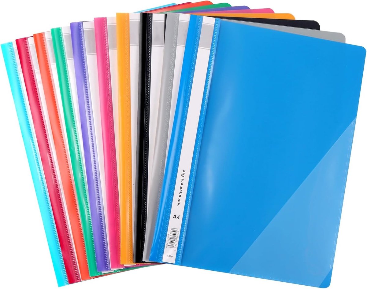 50 Stuks A4 Projectmappen - Doorzichtige Rapportmappen voor Documenten, Organiseren en Weergave in 10 Kleuren