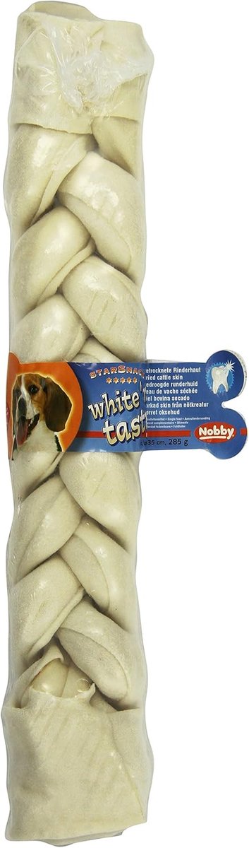 SnelShoppen - Kauwtpan 35 cm - Natuurlijke Kauwsnack van Gedroogde Runderhuid - Caloriearm en Tandenborstel Effect - Perfect voor Honden - 285 g - Kau