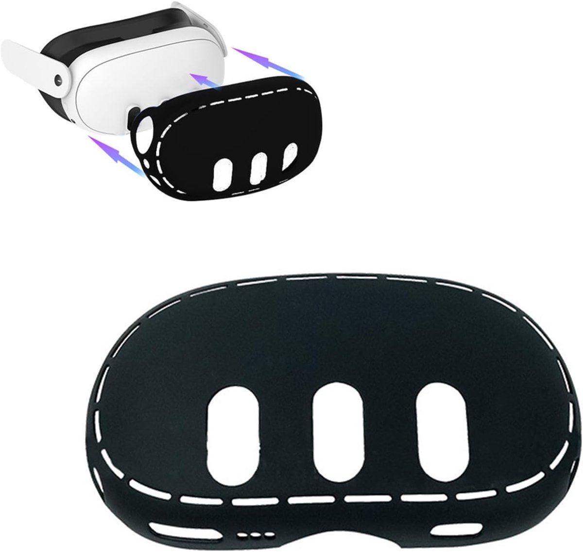 Thijox - Meta Quest 3 Virtual Reality Headset Beschermhoes - Schokbestendig Siliconen Hoes - Volledige VR-bescherming - Zwart