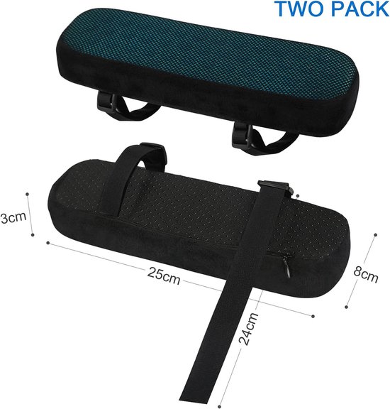 Thijox - Armsteunkussens voor Stoel - 2 Stuks Zwarte Armsteunhoezen - Memory Foam Elleboogkussen met Gelkoelkussen voor Bureau- en Gamingstoel - Drukv van thijox — afbeelding 5