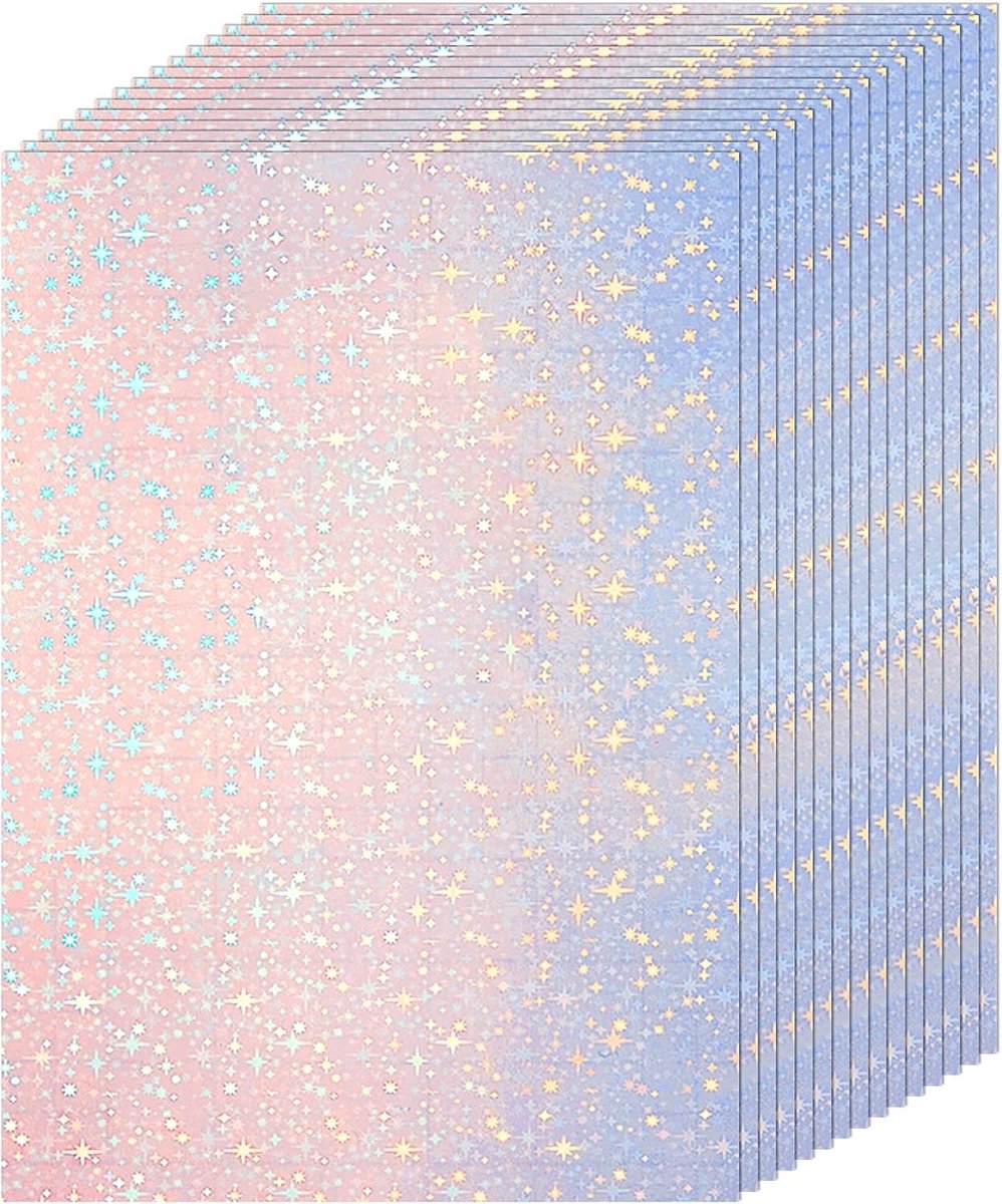 Holografisch zelfklevend papier A4, 36 vellen transparant en waterdicht, ideaal voor knutselen en decoratie