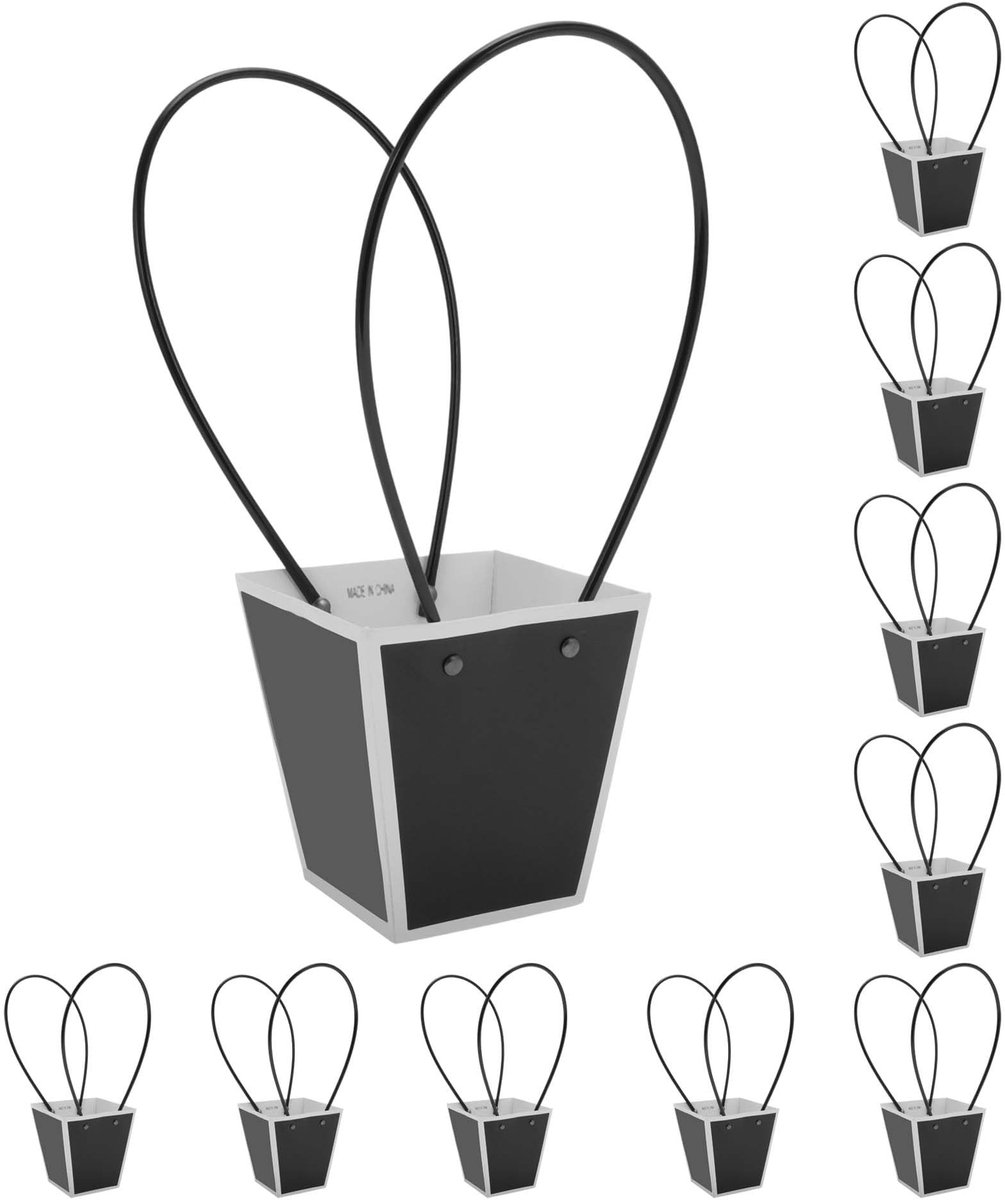 Dailygoods- Bloemenzakjes 10 Stuks - Geschenktas met Handvat - Bloemengeschenkverpakking - Herbruikbaar - Duurzaam - 12 x 8 x 12,5 cm - Geschenkzakjes