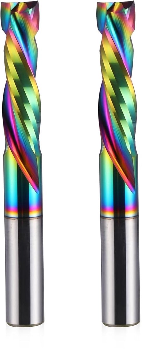 Snijgereedschap met DLC Coating, 2 Fluiten, Spiral Carbide Frees voor CNC Bewerking, Houtbewerking, 6mm Schacht en Snijdiameter