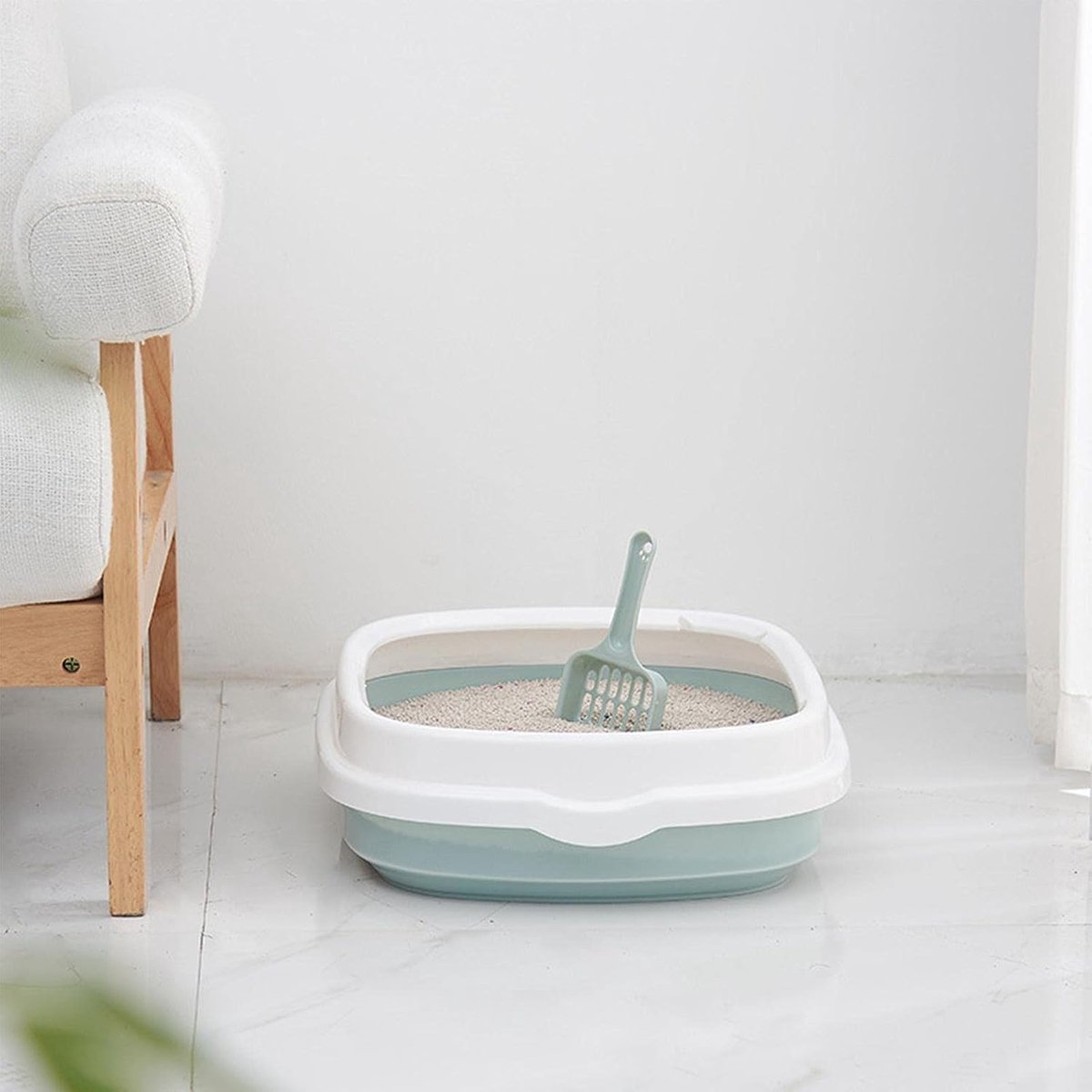 Kattenbak - Katten toilet - Kattenbaktraining - Met schep - 40 cm - Blauw
