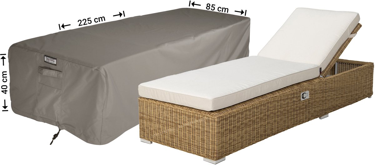 Raffles Covers Beschermhoes ligbed - 225 x 85 H: 40 cm - RSUN225 - Waterdicht - Ademend - UV-bestendig - Elastisch rijgkoord - Beschermhoes tuinmeubelen Taupe