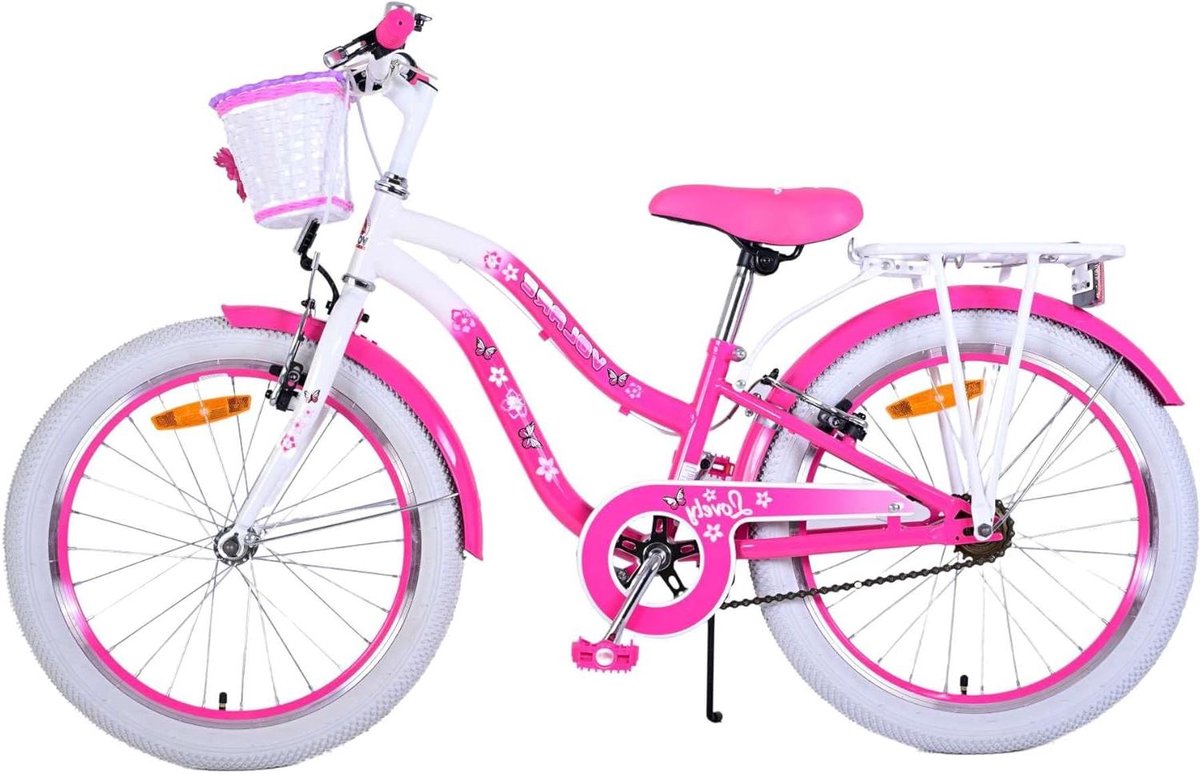 Kinderfiets - Meisjesfiets - Veilig Fietsen - Met Mand en Rek - 20 inch - Roze