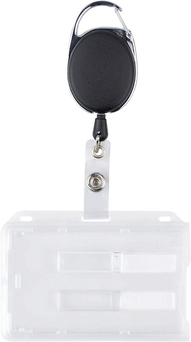 Kaarthouder met Rol - Badgehouder Dubbel - Veilig Kaarten Bewaren - Transparant Hard Plastic - 2 Kaarten 54x86mm - Transparant