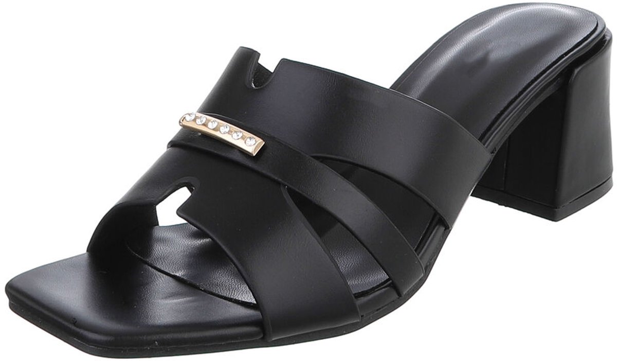 Dames muiltjes met blokhak en sierdetail Mt:37
