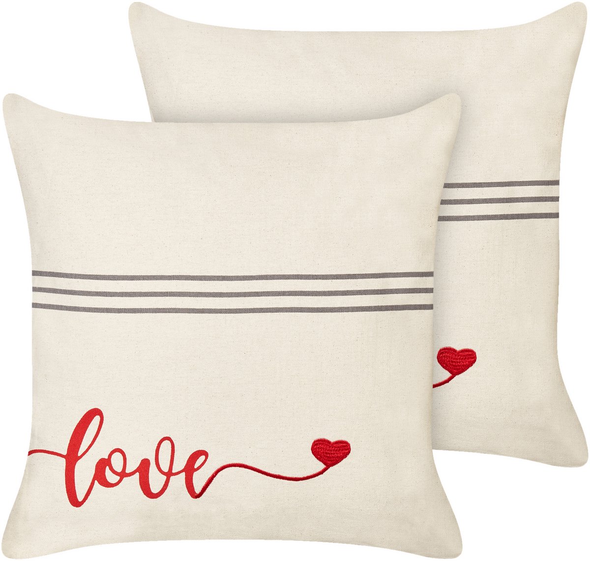 Beliani PLUMERIA - Sierkussen set van 2 - Beige - 45 x 45 cm - Katoen