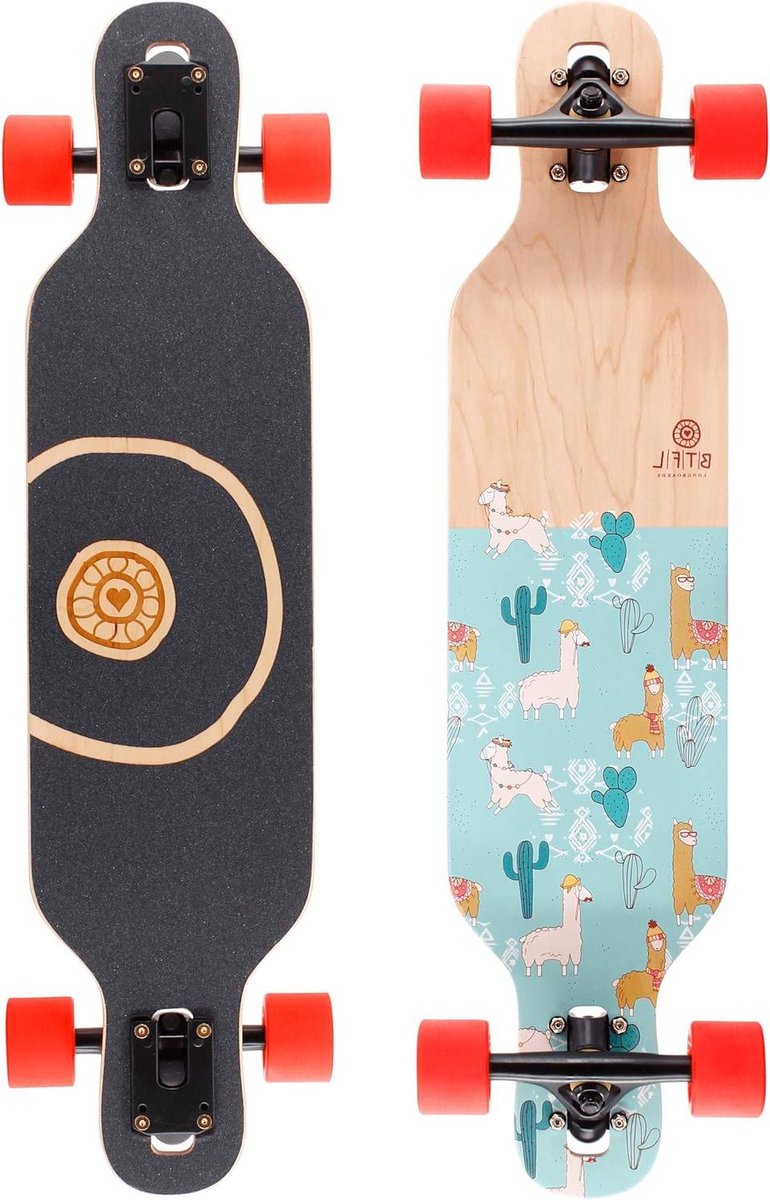 Kinderen Longboard - Drop-Through Board - Buiten Rijden - 7 Lagen Esdoorn - 80 x 19 cm - Veelkleurig