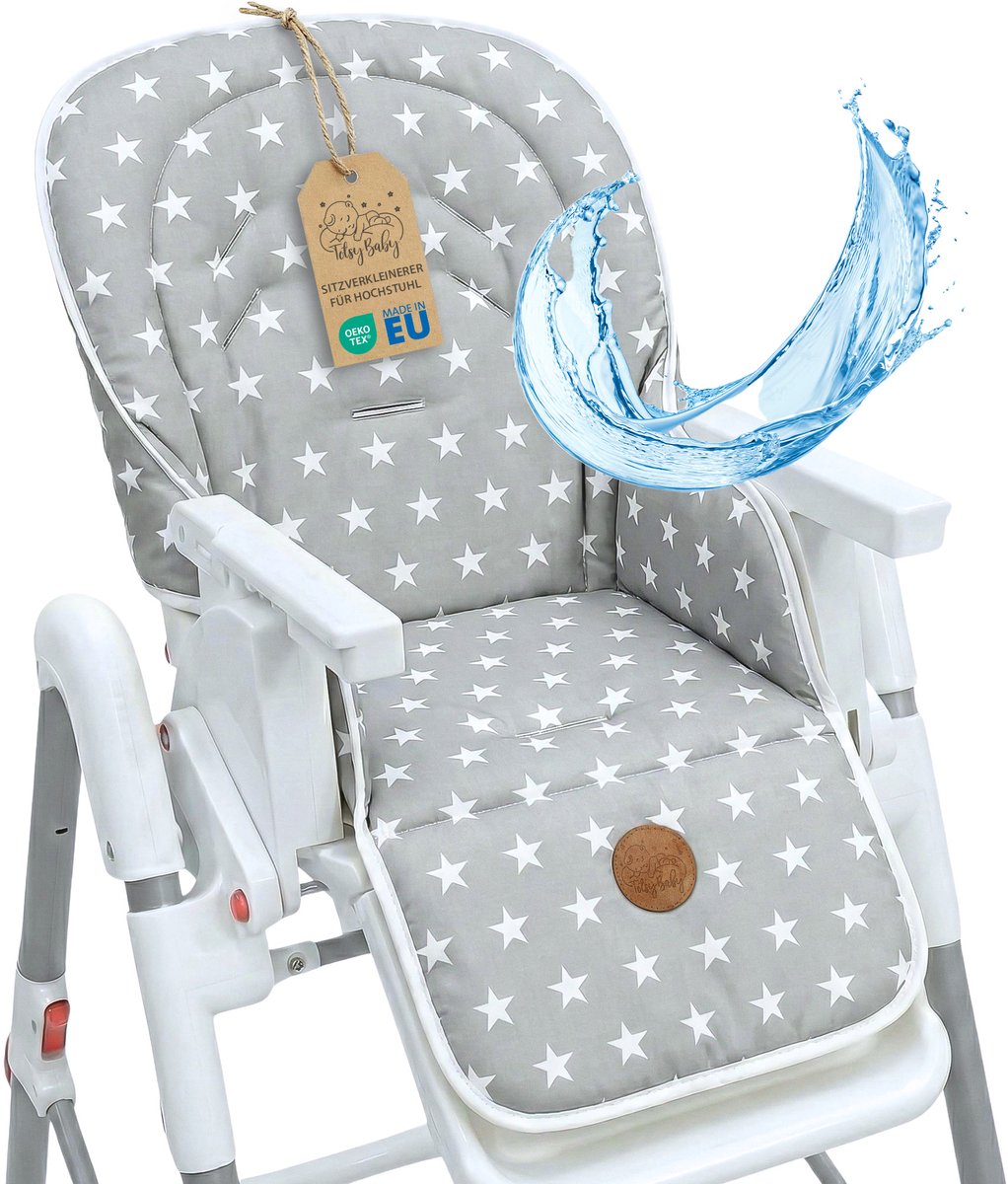 Stoelverkleiner voor kinderstoel Baby Stoelkussen Stoel - Kinderzitkussen voor Ikea Peg Perego Kinderstoel Stoelhoes voor kinderstoel Babystoel en kinderstoelen Oeko-Tex Sterren En Grijs