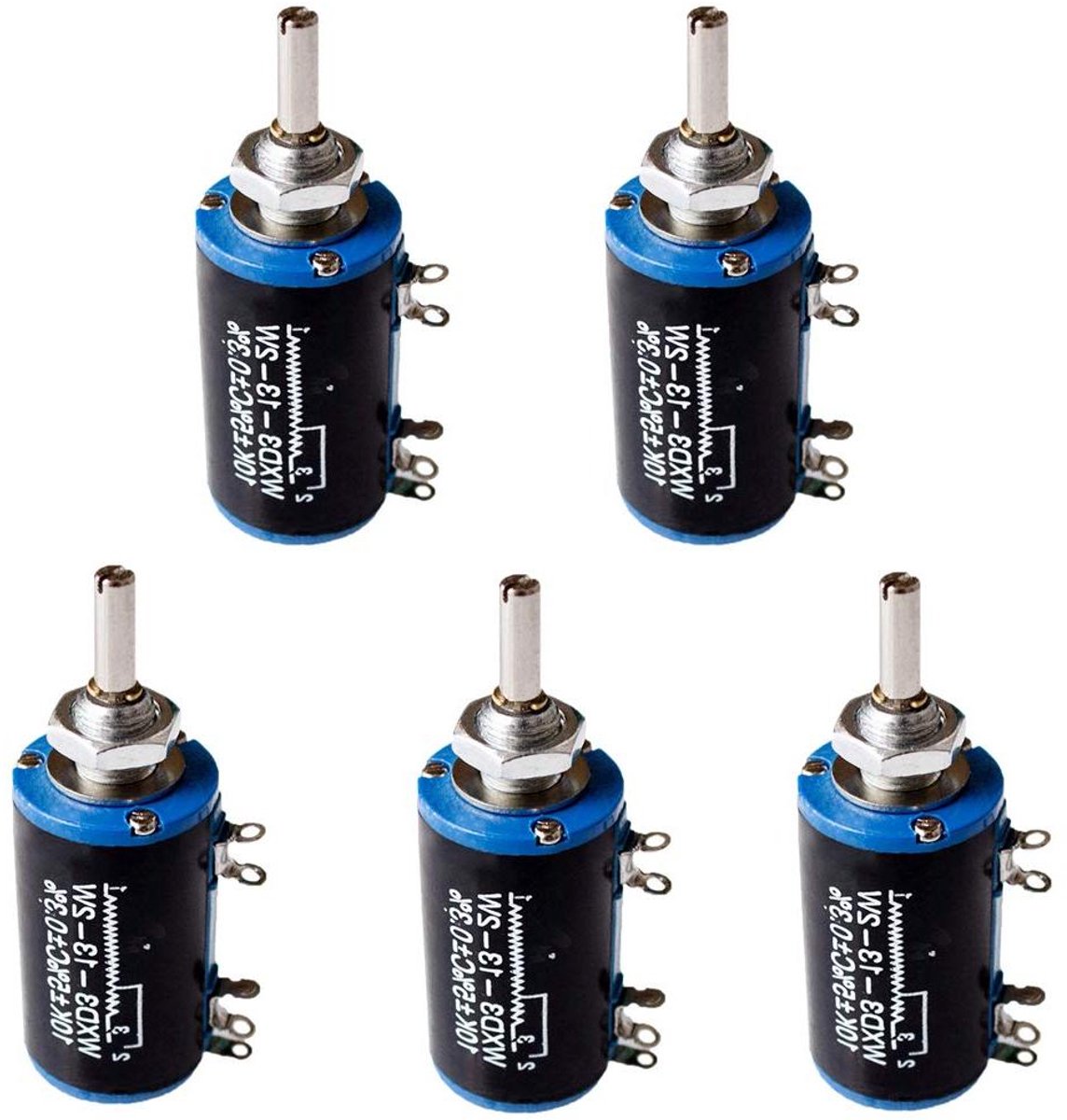 Potentiometer - Variabele weerstand - Elektronica projecten - Draadgewonden multiturn - 10K Ohm - null
