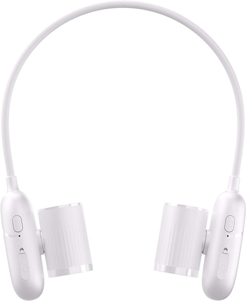 Nekventilator – Bladloos Design – 3600mAh – 3 Snelheden – 180° Verstelbaar – USB-C Oplaadbaar – Handsfree Ventilator voor Reizen, Wandelen & Sport – Dames & Heren – Wit – 1 Stuk