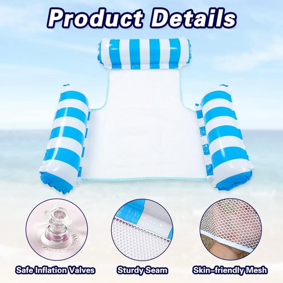 Opblaasbare Waterhangmat - Set van 2 - Zwembad Luchtbed voor Volwassenen en Kinderen — afbeelding 5