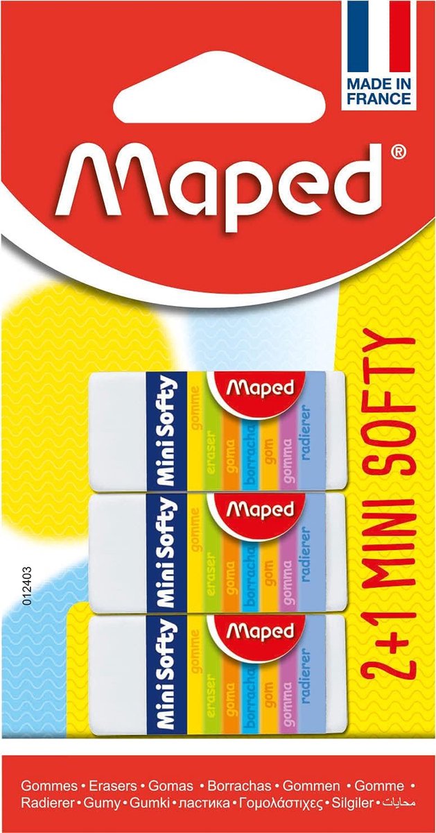 Thijox - Set van 3 Mini Softy Gummen, Wit - Perfect voor School, Kantoor, Creatief Gebruik, Zacht en Effectief, Ideaal voor Kinderen en Volwassenen