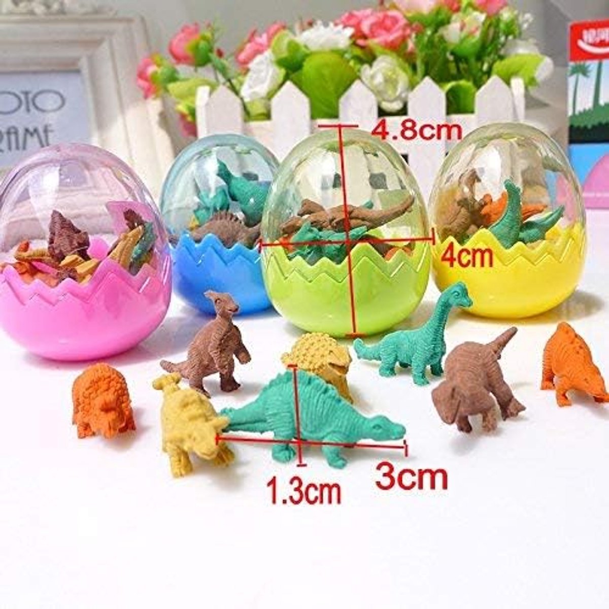 Thijox - 24 Stuks Dinosaurus Gum Set - Leuke Minidieren Gummen voor Kinderen - Meerkleurig Rubber - Perfect Cadeau voor Verjaardag of Kerst - School B