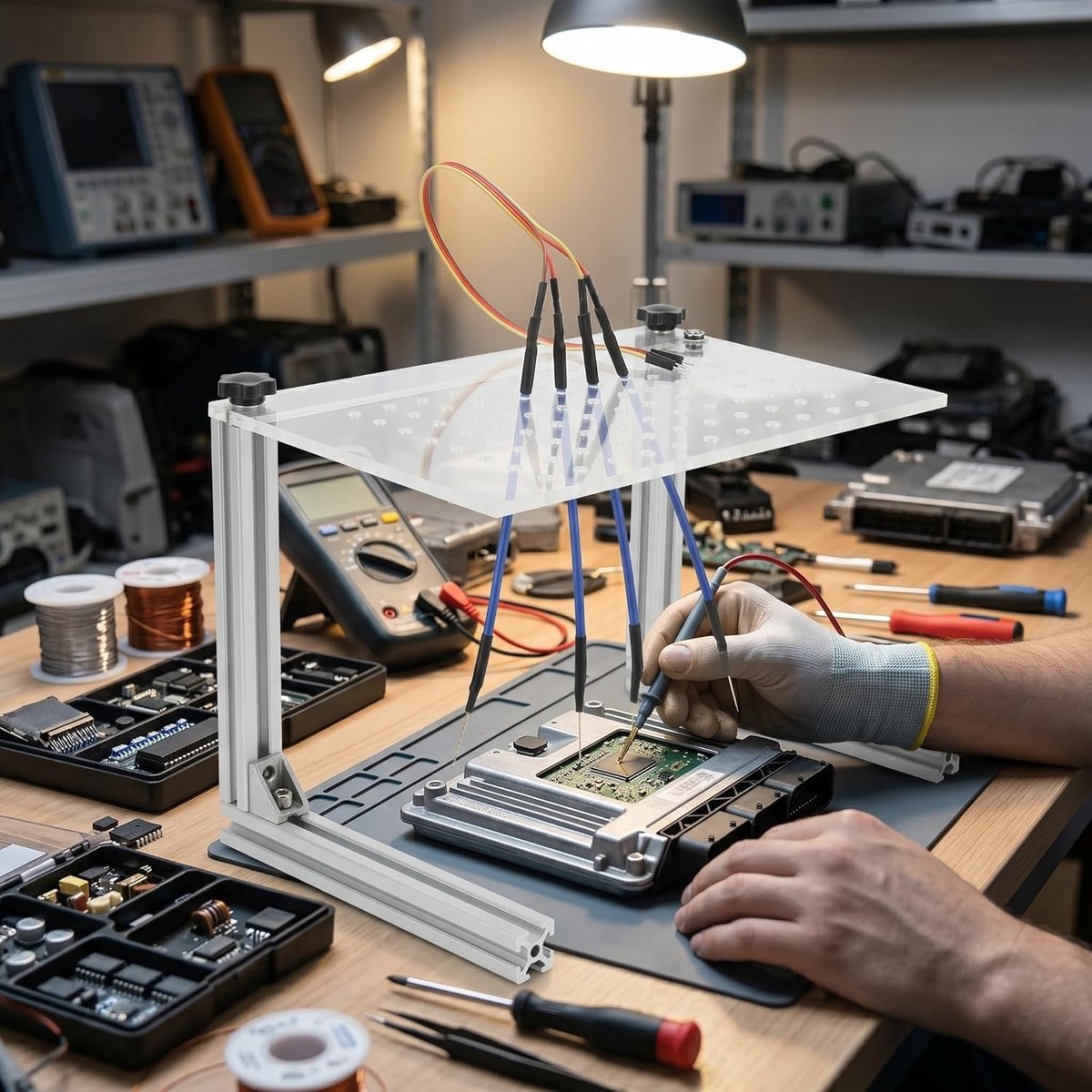 Multifunctionele ECU Programmeertool met Framehouder en 4 Probe Pins voor Voertuigen met LED Verlichting