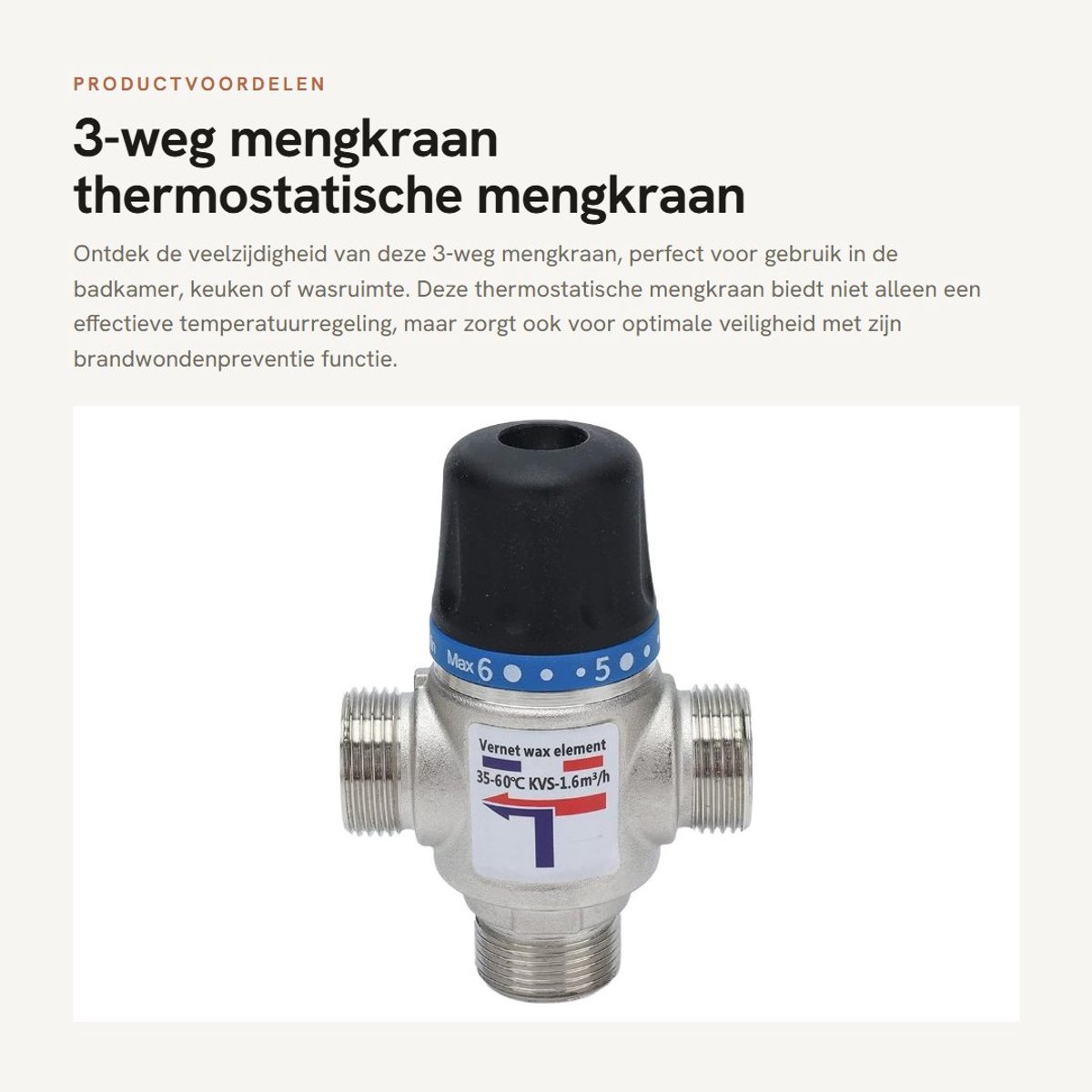 Inovra- Mengkraan Thermostatisch - 3-weg Mengkraan - Automatische Afsluiting - Hoge Stroom - Temperatuurregeling - Veiligheid tegen Brandwonden - Thermostatische Kraan