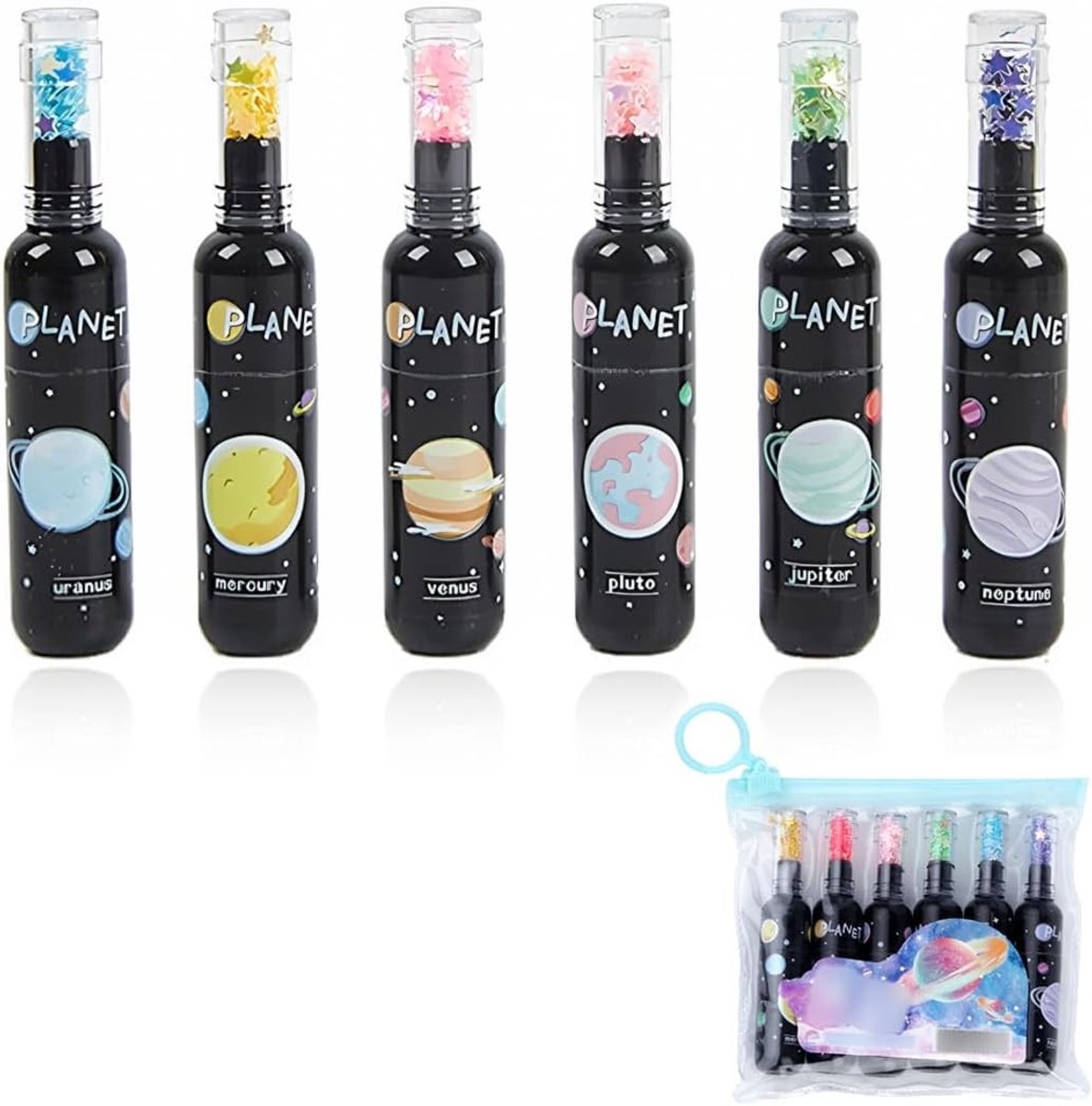 Set van 6 Pastel Markers in Flessenvorm voor Nauwkeurig Onderstrepen en Markeren van Teksten
