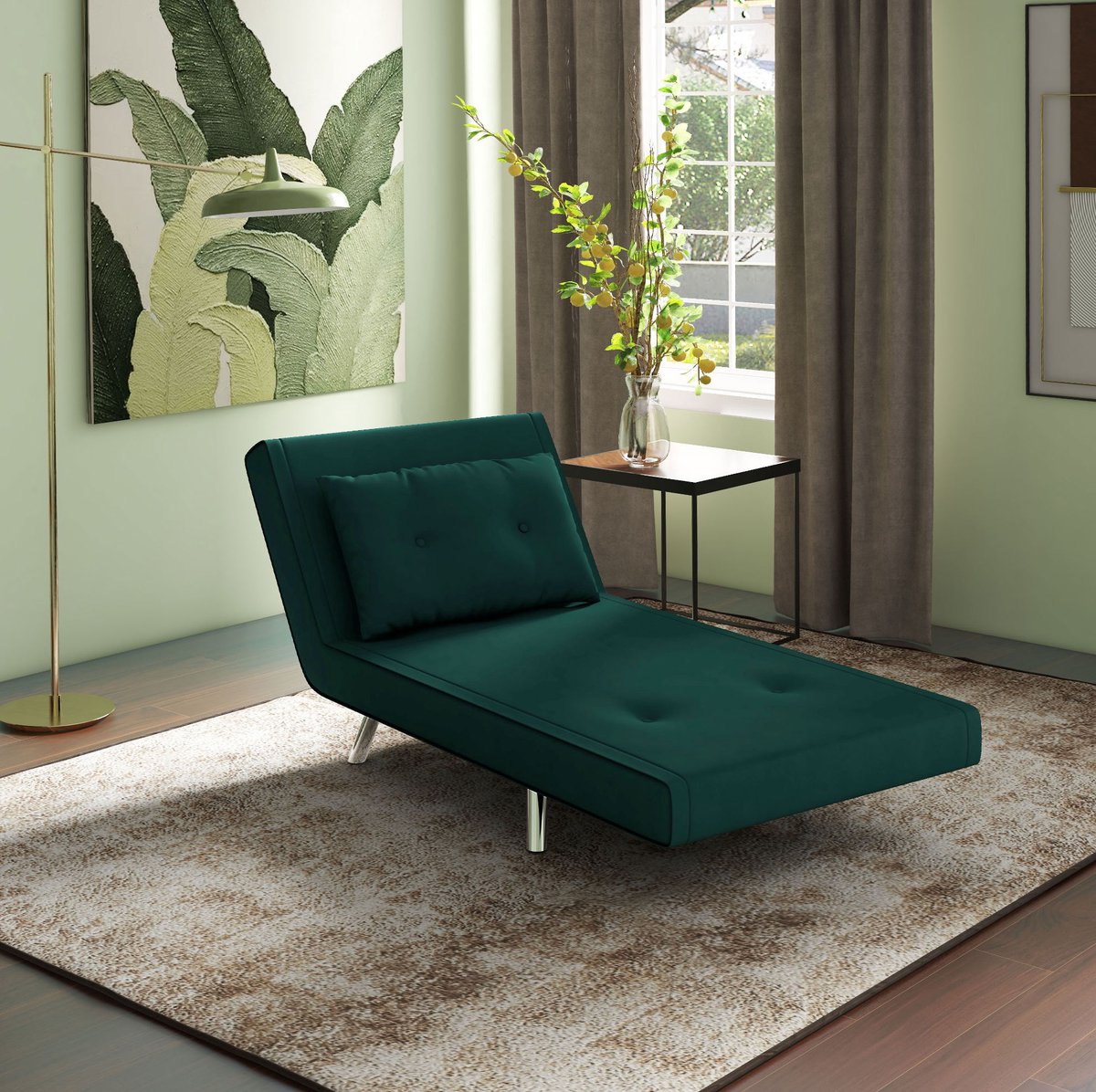 MEUNIQ slaapfauteuil 77 x 88 x 83 cm met 3-voudig verstelbare rugleuning, 3-in-1 klapstoel met bedfunctie en kussen, velvet look, donkergroen