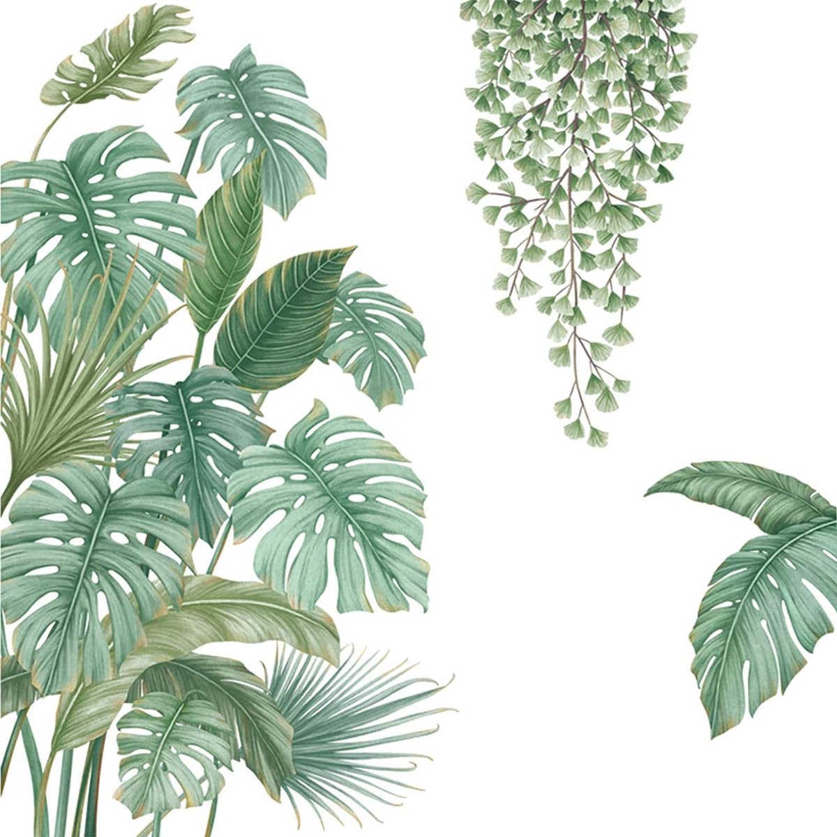 Dailygoods- Wandtattoo Groene Bladeren - Muurstickers Planten - Decoratieve Behang - Wanddecoratie - Zelfklevend - Geschikt voor Glad Muuroppervlak - Muursticker