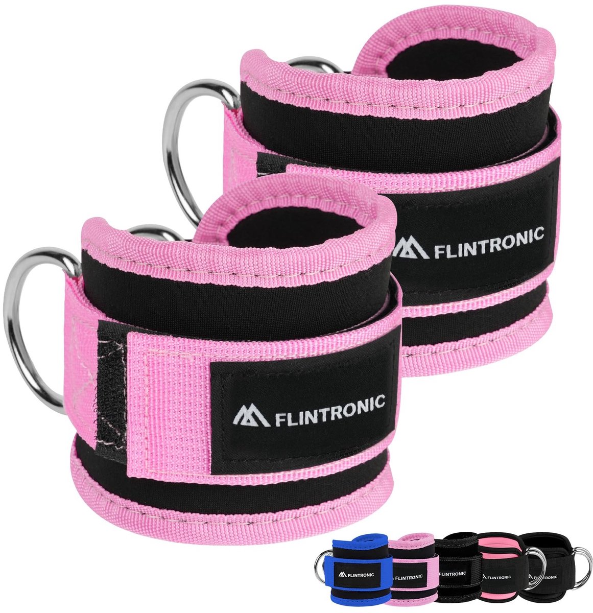 Dailygoods - Flintronic Voetlussen, trekkoord met D-ringen, voor fitnesstraining, voetmanchetten, trekkoord voor dames en heren, beenstrekker, enkelbandjes voor fitness, bilspieren en beentraining
