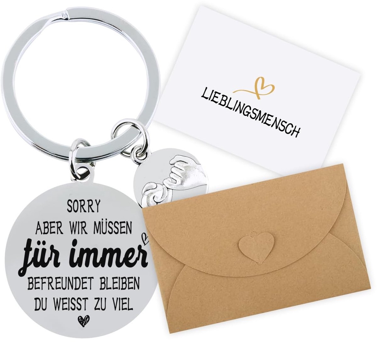 Dailygoods- Vriendschapscadeaus Robuust - Sleutelhanger - Kaart met Envelop - Verjaardag - Cadeau voor Vriendin - Diepe Vriendschapstekst