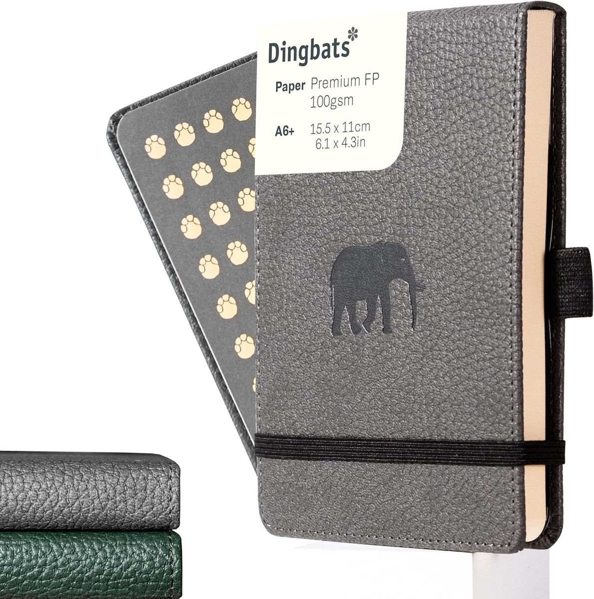 Thijox - A6 Notitieboek Grijze Olifant - Hardcover PU Leer - Geperforeerd Crème 100gsm Inktvrij Papier - Duurzaam en Handgemaakt - Perfect voor Notiti