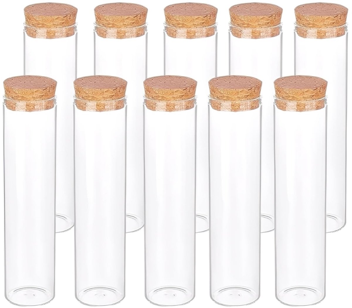 Dailygoods- Kruidenpotjes 10 stuks 60 ml - Kurk - Glas - Organiser - Voor laboratorium/gas