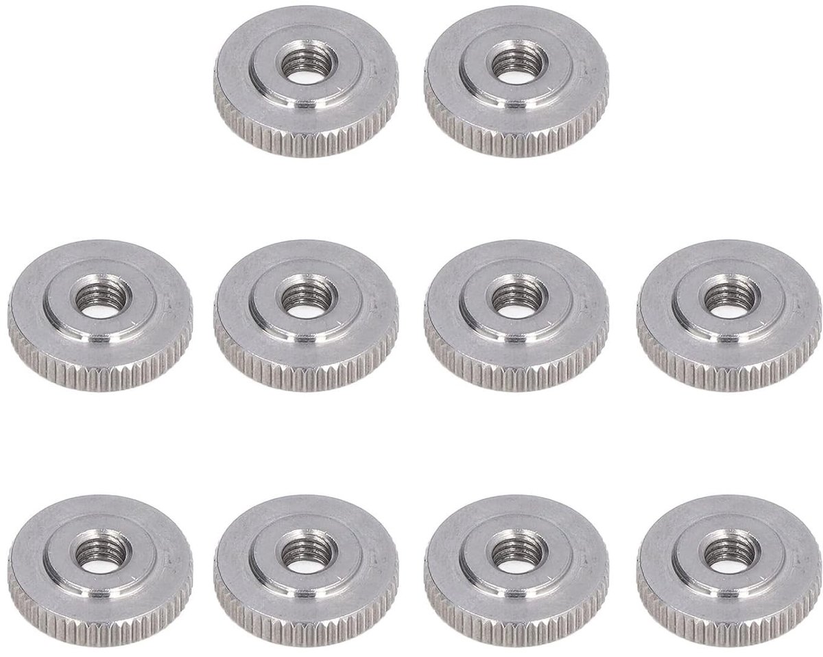 Dailygoods- Gekartelde Duimmoeren 10 Stuks - Roestvrij Staal - Platte Kop - DIN467 - Schroefkop - Lange Levensduur - Moeren