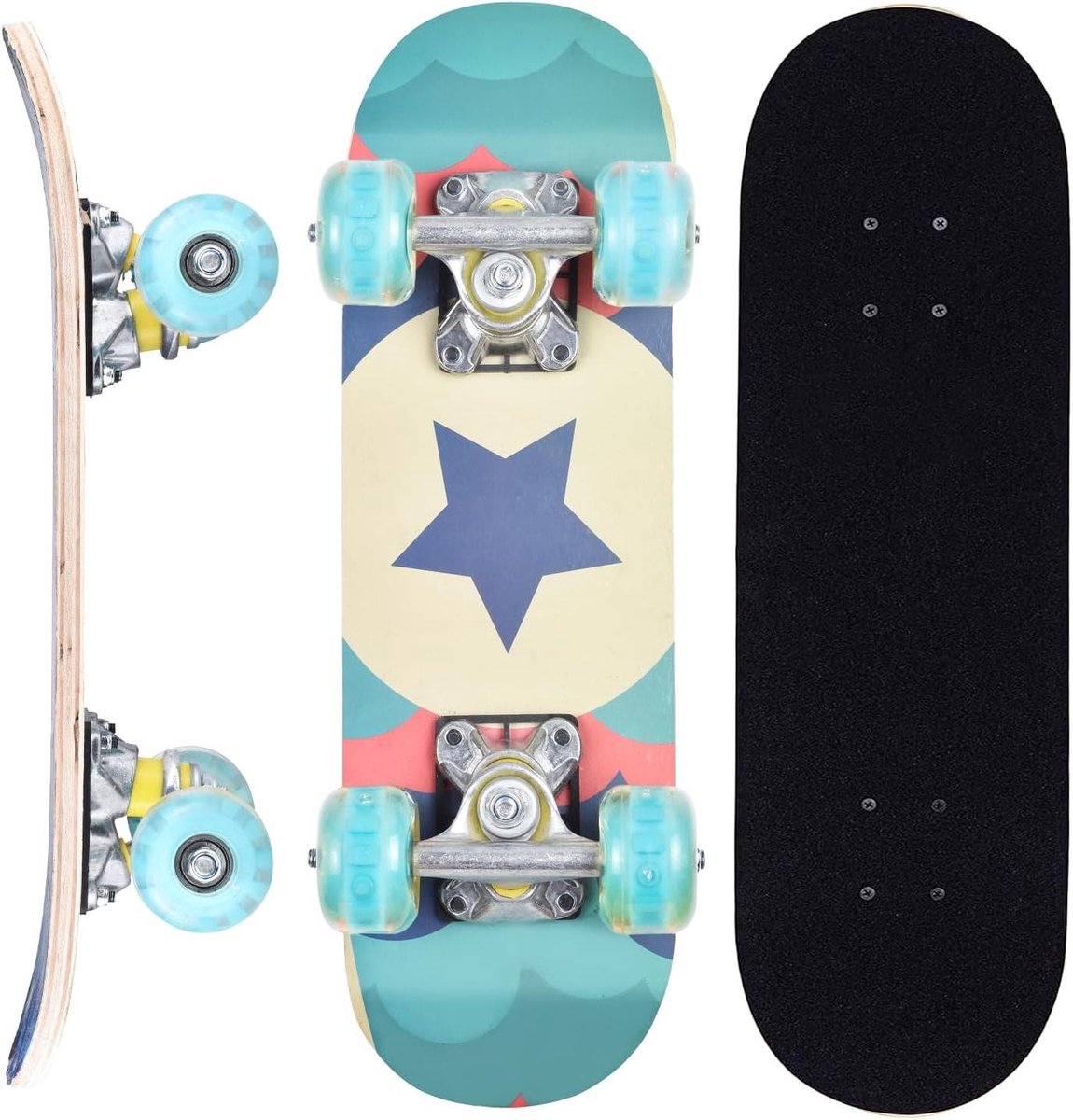 Compleet Skateboard Beginnersboard Buiten Skaten Wielen Laten Licht 17 Inch Deck Verschillende Ontwerpen