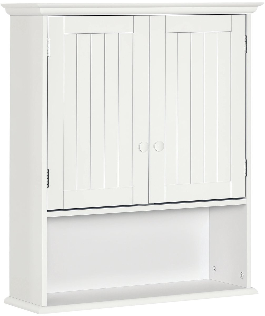 Wand Badkamer Kast 60x20x70,5cm Wit 2 Deuren met Interne Plank Verstelbaar Ruimtebesparend voor Toilet