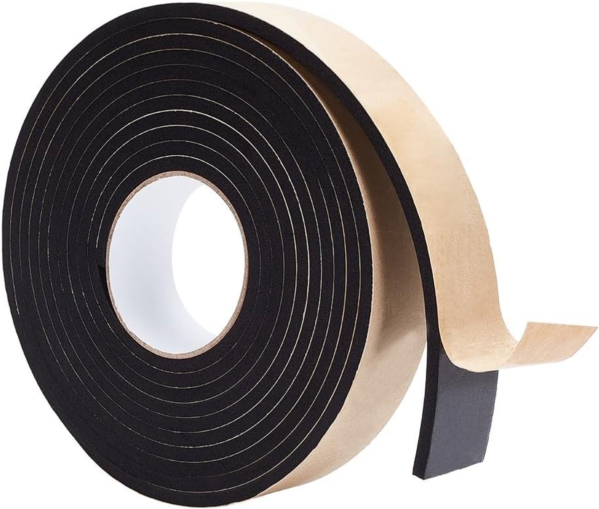 Zwarte Foam Isolatietape 5m x 40mm x 6mm - Sterke Hechting, Geluidsisolatie en Weerbestendig voor Deuren