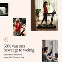 Collage met mensen op loopbanden en een man die aan een laptop werkt