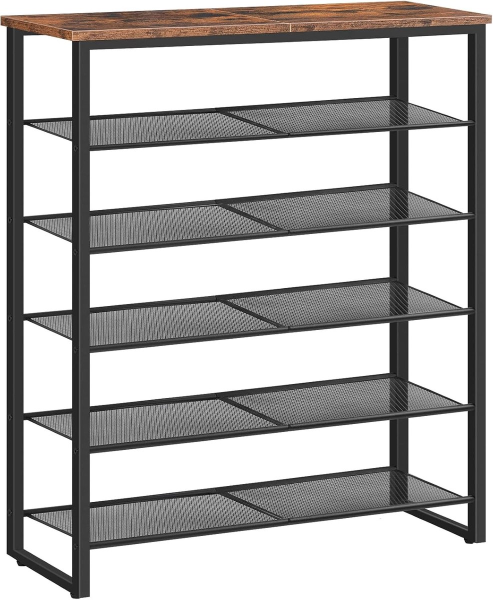 Schoenenrek met 6 lagen, geschikt voor 18-24 paar, industriële stijl, grote capaciteit, perfect voor entree of gang