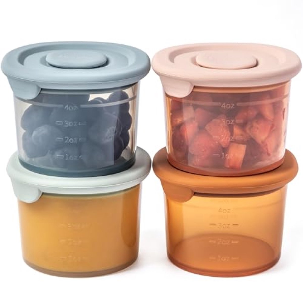 Nazik Living Siliconen Opbergdozen voor Babyvoeding 4 oz - 4-Pack - Luchtdicht - Magnetron Vaatwasser Vriezer Bestendig