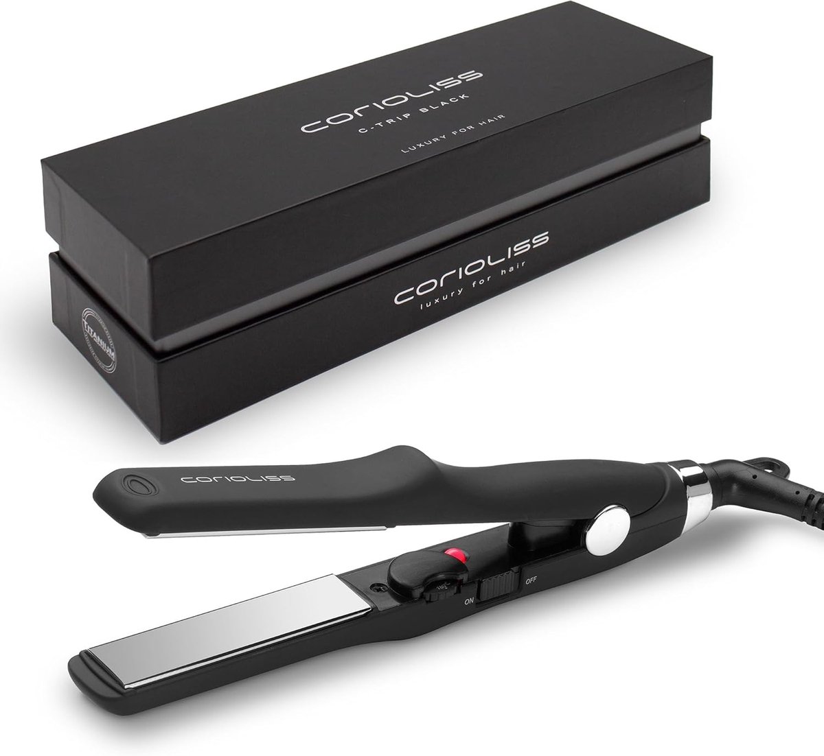 Thijox - Professionele Stijltang voor Vrouwen - Corioliss C TRIP MINI met Titanium Platen en Temperatuurregeling - Zwart Soft Touch voor Fijn Haar - I