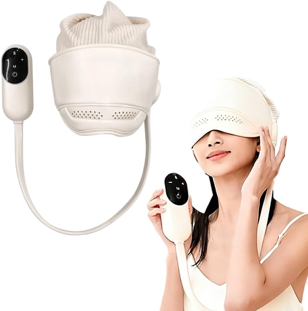 Thijox - Elektrisch Hoofdmassageapparaat met 6-Zone Luchtdrukmassage en Oogwarmte (38-50 °C) voor Hoofdpijn, Stress en Verbeterde Slaap - Innovatief W