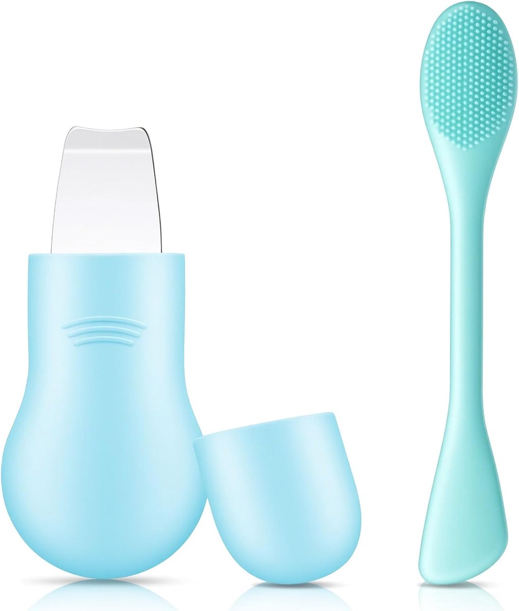 Thijox - Mee-eters remover poriënreiniger voor neus en gezicht, milia remover schraper tool, siliconen borstel voor alle huidtypes, blauw, 2-delige se
