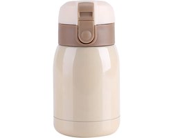 Stainless Steel Thermos Flask 200 ml voor Heet Drankjes, BPA-vrij, Ideaal voor School, Sport en Buitenactiviteiten, Compact Formaat 6.5 x 13 cm (Beige)