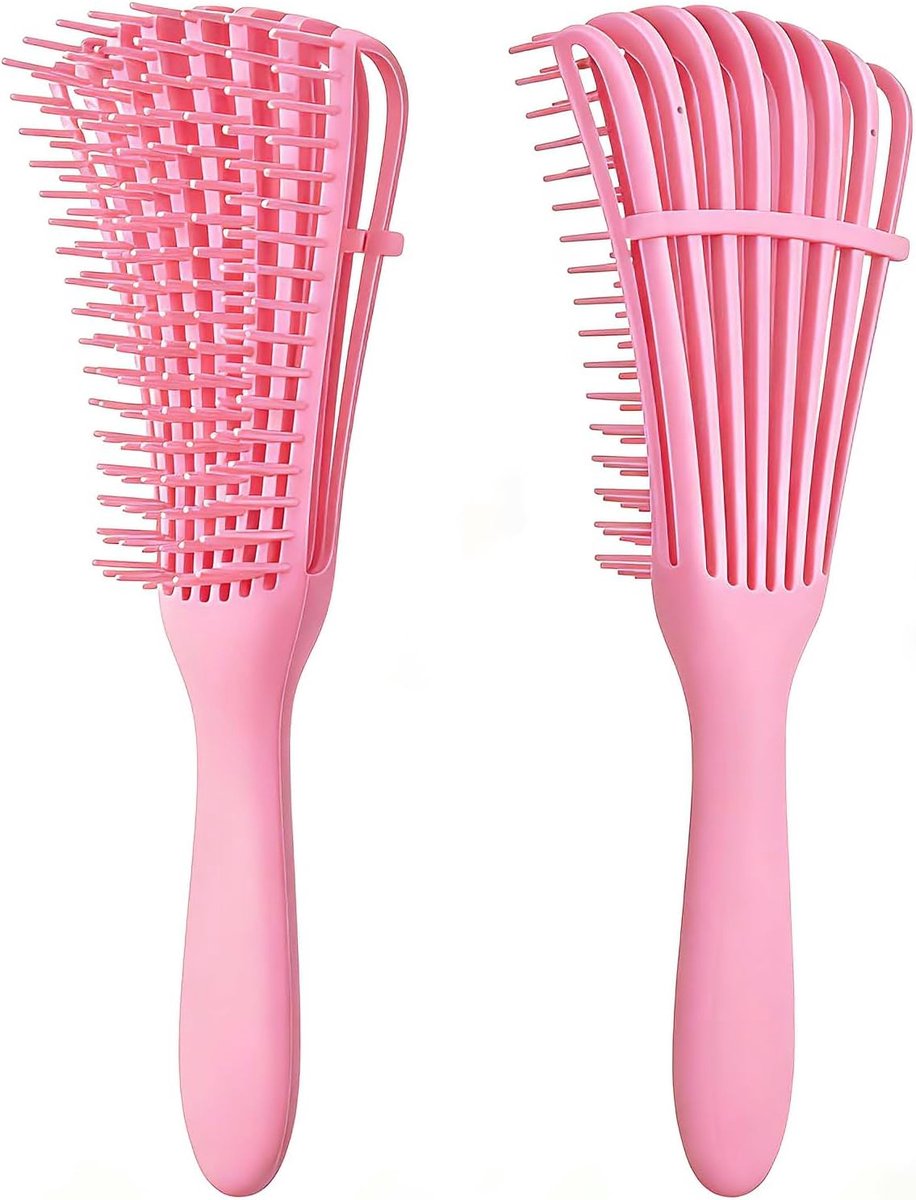 Thijox - Ontklittende Borstel voor Kinky en Golvend Haar - Daletu Haarontklitter met Flexibele Plastic Octopuskam voor Afro-Amerika Getextureerd 3a to