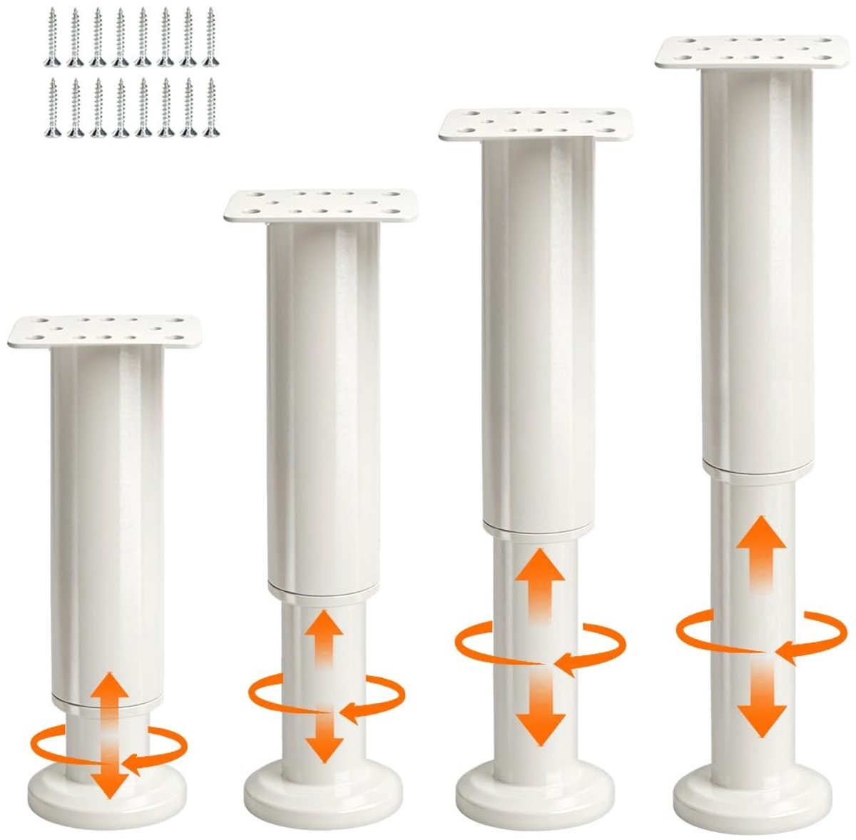 Inovra- Meubelpoten Verstelbaar - Hoogte 18-30 cm - Set van 4 - Metalen Kastpoten - Antislip Onderkant - Duurzaam Staal