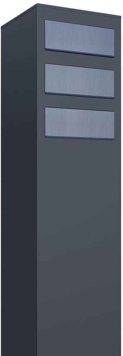 Inovra - Design Brievenbus Monolith for Three - Antraciet/Roestvrij staal