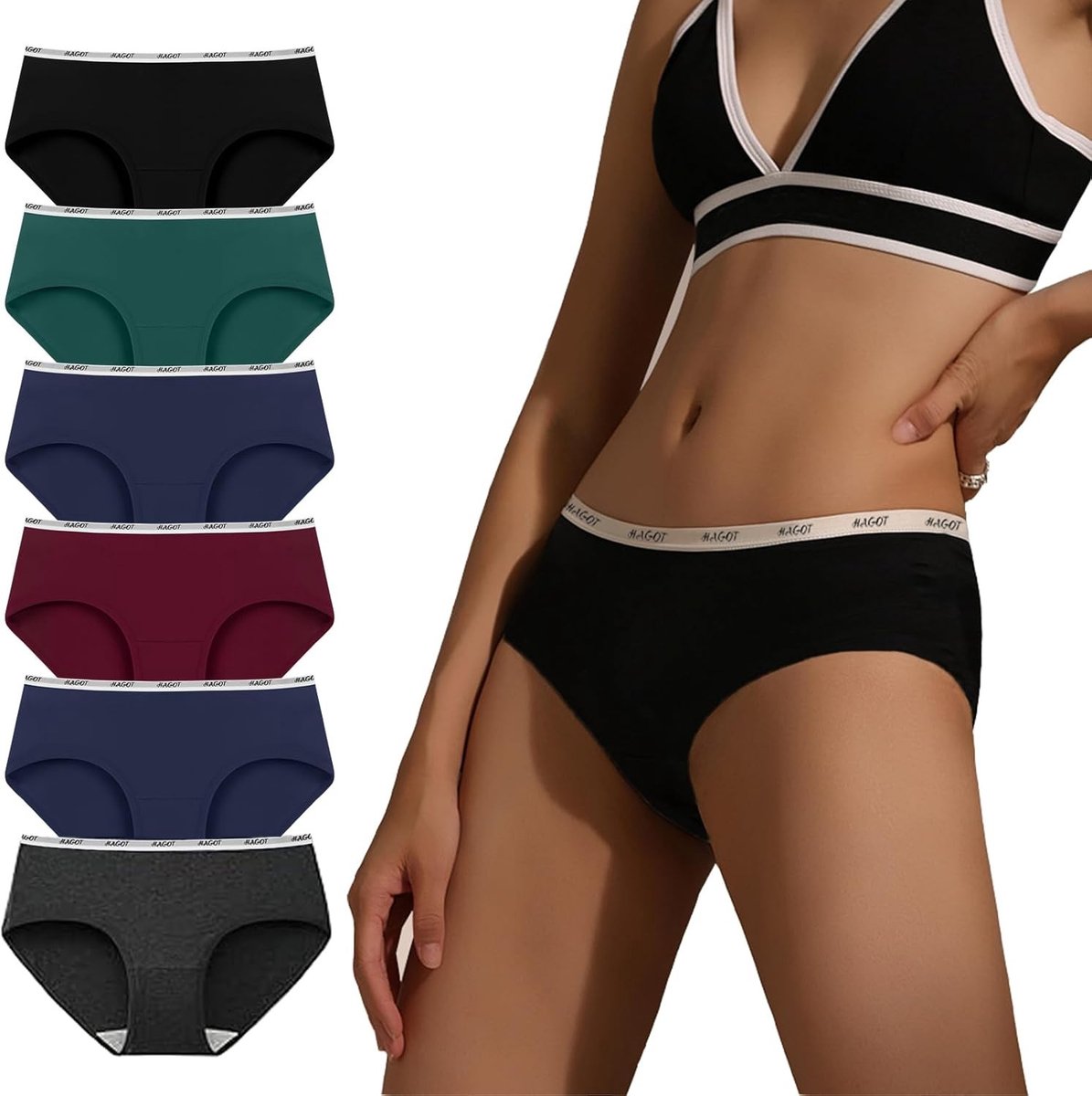 Comfortabele Dames Ondergoed Set van 6 Stuks, Lage Taille Katoenen Slipjes, Stretchy en Ademend