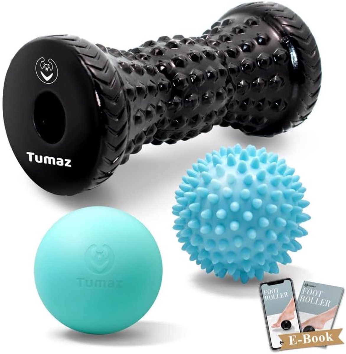 SnelShoppen - Tumaz Voetmassageset, 3-in-1 Massage Roller met Massageballen voor Handen, Onderarmen en Kuiten, Compact voor Thuis, Kantoor en Onderweg